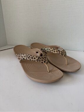 Crocs Women's Kadee II Leopard Print Flip Flops